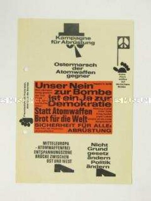 Propagandaflugblatt der "Kampagne für Abrüstung" zum Ostermarsch gegen Atomwaffen