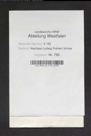 Befreiung des Domdechanten Ernst I. J. Vincke von der Residenzpflicht anläßlich seiner Ernennung zum preußischen Gesandten