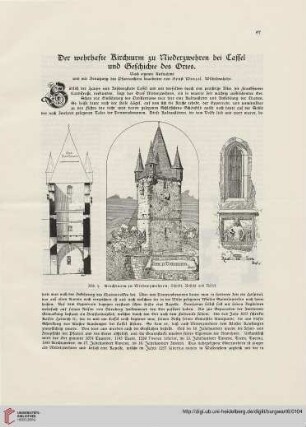 6: Der wehrhafte Kirchturm zu Niederzwehren bei Cassel und Geschichte des Ortes