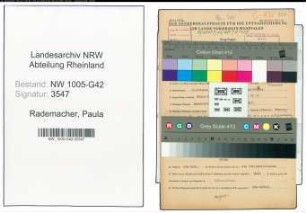 Entnazifizierung Paula Rademacher , geb. 15.10.1919 (Fuersorgerin)