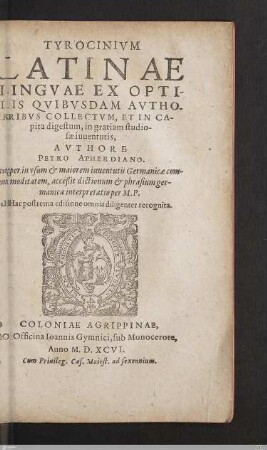 Tyrocinivm Latinae Lingvae