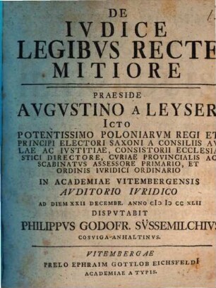 De iudice legibus recte mitiore