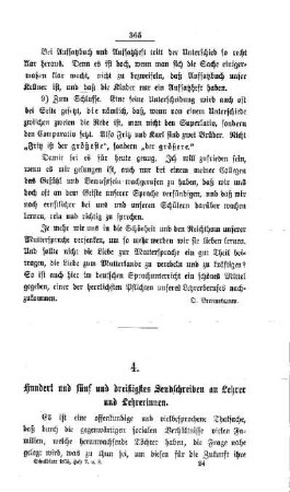 Hundert und fünf und dreißigstes Sendschreiben an Lehrer und Lehrerinnen