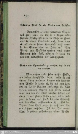 Schwarzer Firniß für alte Stroh- und Basthüte