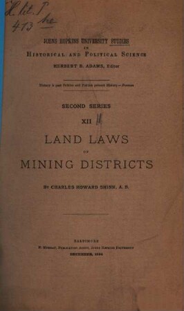 Land laws of mining districts