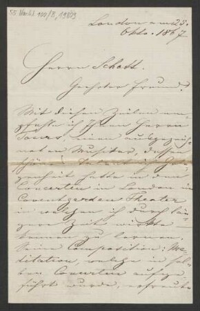 Brief an B. Schott's Söhne : 25.10.1867