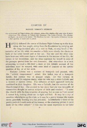 Chapter XV: Madame Lebrun´s opinions