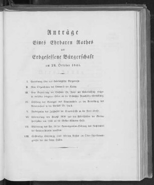 Acta Conventus Senatus et Civium, Iovis d. 23. Octobris 1845