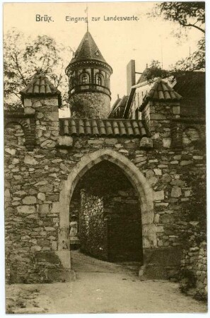 Brüx. Landeswarte Eingang (Burg Hněvín)