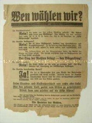 Wahlflugblatt der DDP zur Reichstagswahl 1920