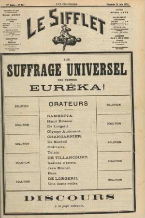 Le suffrage universel des femmes Euréka !