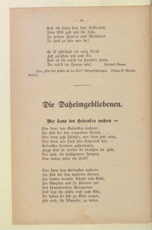 Die Daheimgebliebenen