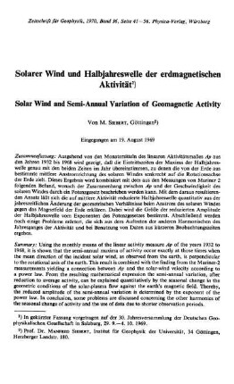 Solarer Wind und Halbjahreswelle der erdmagnetischen Aktivität