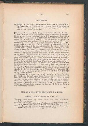 Libros y folletos recibidos en Julio