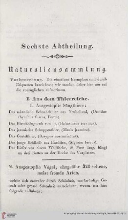 I. Aus dem Thierreiche