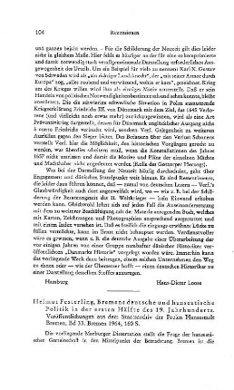 Festerling, Helmut :: Bremens deutsche und hanseatische Politik in der ersten Hälfte des 19. Jahrhunderts, (Veröffentlichungen aus dem Staatsarchiv der Freien Hansestadt Bremen, 33) : Bremen, 1964