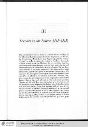 Chapter III - Lectures on the psalms (1513-1515)