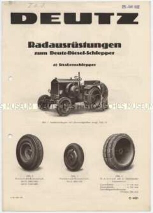 Radausrüstungen zum Deutz-Diesel-Schlepper