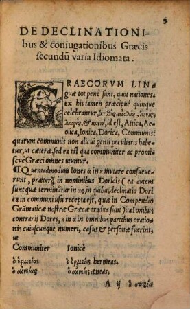 De dialectis diversis declinationum graecanicarum ex corintho et aliis