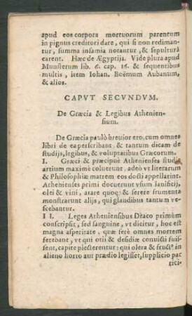 Caput Secundum. De Graecia & Legibus Atheniensium.