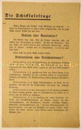 Programmatische Flugschrift des Bundes Deutscher Bodenreformer zur Mitgliederwerbung