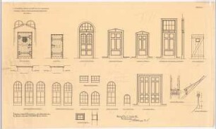 Herz-Jesu-Kirche (mit Vikarie), Heeren-Werve: Türen und Fenster des Pfarrhauses, Ansichten, Grundrisse und Details 1:20