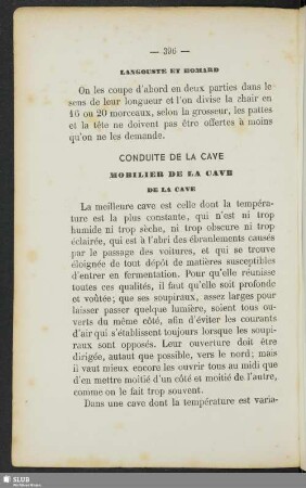 Conduite de la cave
