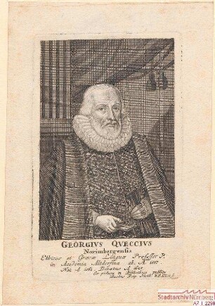M. Georg Queccius, Professor für Ethik und Griechisch in Altdorf; geb.1561; gest. 1628