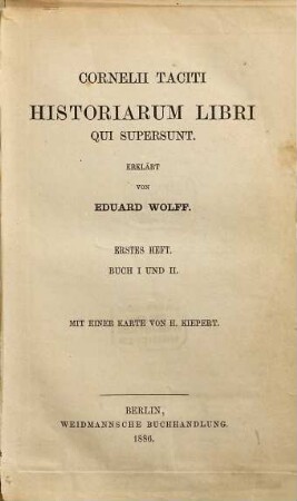 P. Cornelii Taciti Historiarum libri qui supersunt, 1
