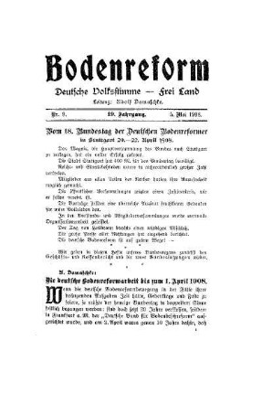 Die deutsche Bodenreformarbeit bis zum 1. April 1908