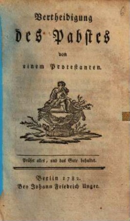 Vertheidigung des Pabstes