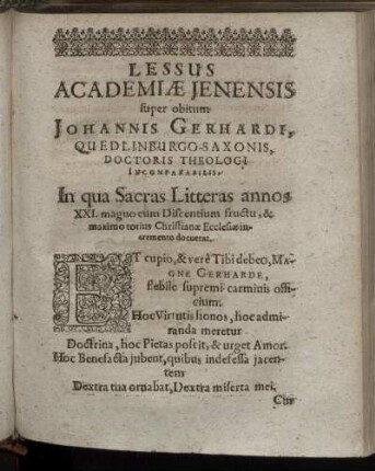 Lessus Academiæ Jenensis [...]