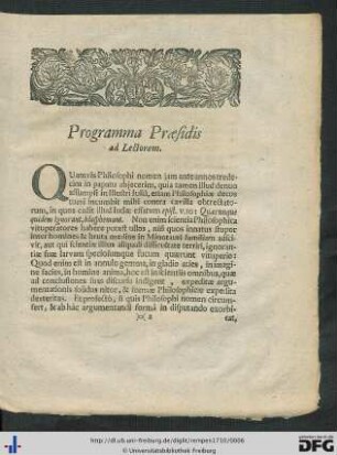 Programma Praesidis ad Lectorem.