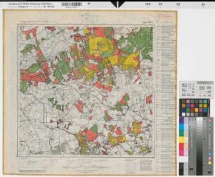 Katasteramt Recklinghausen  Kreis Recklinghausen, Meßtischblatt Marl 4308, Farbige Einzeichnung mit Namensliste