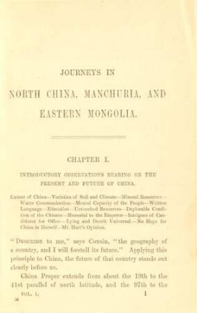 Chapter I. Introductory observations bearing on the present and future of China