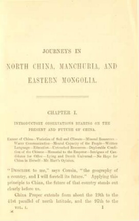 Chapter I. Introductory observations bearing on the present and future of China