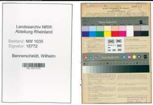 Entnazifizierung Wilhelm Bennerscheidt , geb. 04.03.1901 (Steiger)
