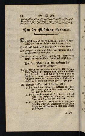 128-136, Von der Phisiologie überhaupt. - Von den Lebensverrichtungen.
