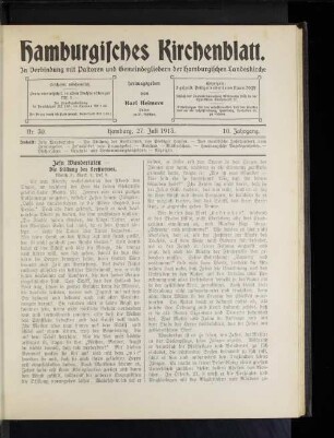 Nr. 30. Hamburg, 27. Juli 1913. 10. Jahrgang.