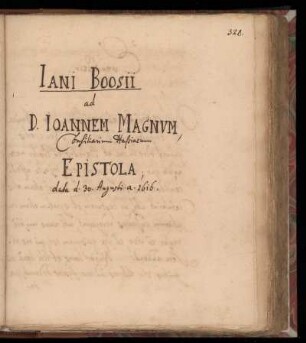 [Brief von Janus Boosius an D. Johann Magnus (1616)]