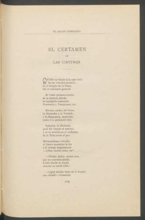 El certamen de las virtudes.
