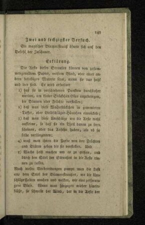 Zwei und sechzigster Versuch.