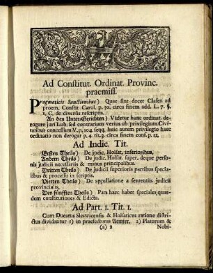 Ad Constitut. Ordinat. Provinc. praemiss. - Ad Part. III. Tit. 1.-Tit. 26.