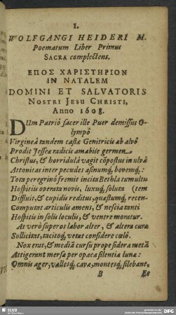 Poematum Liber Primus Sacra complectens