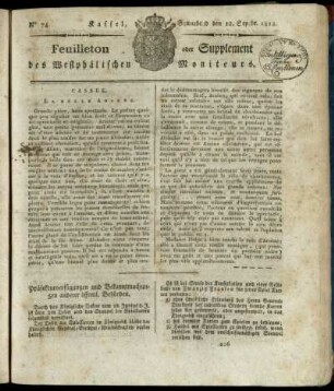 No. 74, Sonnabend den 12. Septbr. 1812