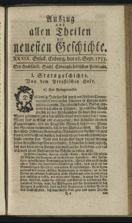 XXXIX. Stück. Coburg, den 26. Sept. 1753.