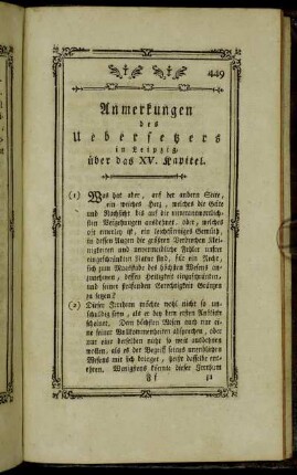 Anmerkungen des Uebersetzers in Leipzig, über das XV. Kapitel.