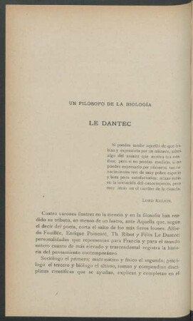 Le Dantec : Un filósofo de la Biología