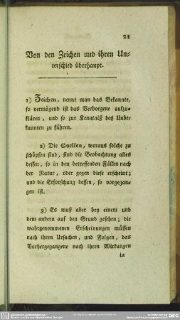 Von den Zeichen und ihren Unterschied überhaupt