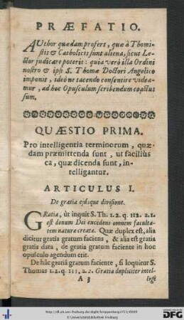 Quaestio Prima.